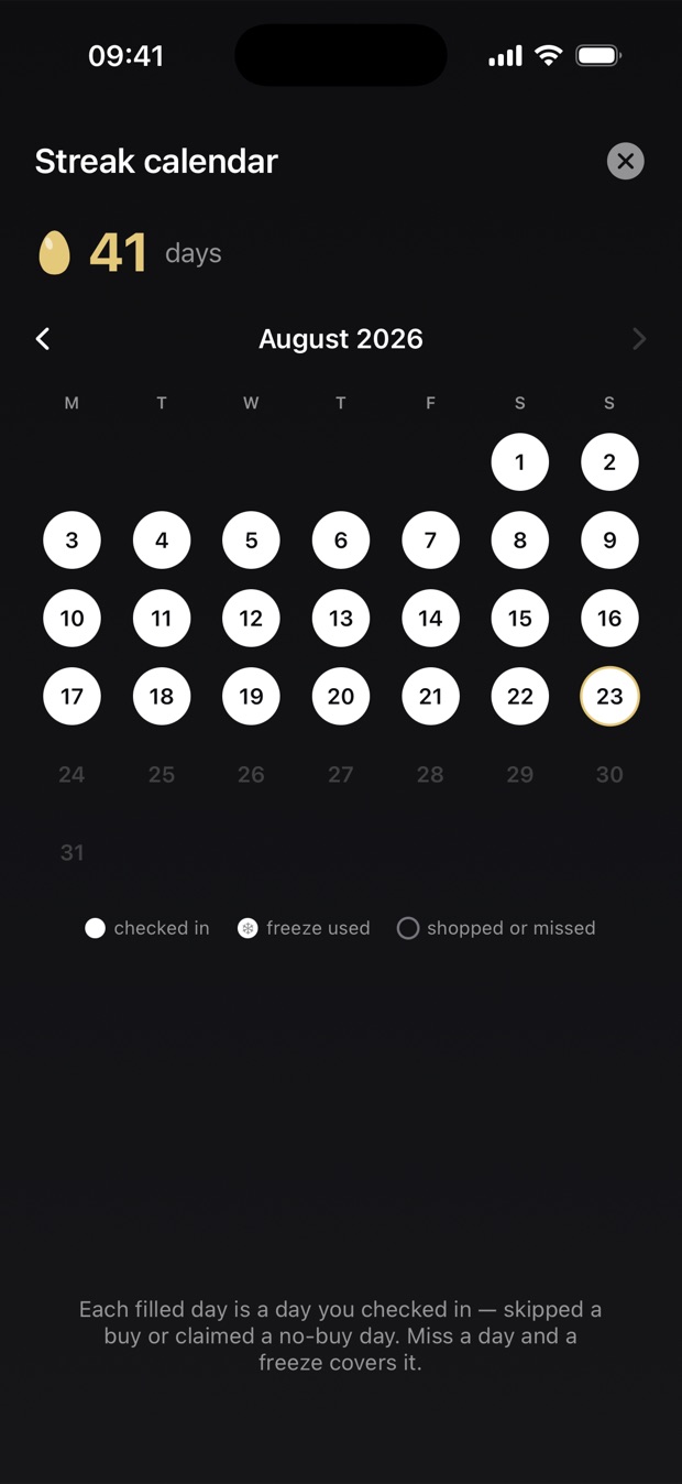 MoneyGoose — A month of days you kept